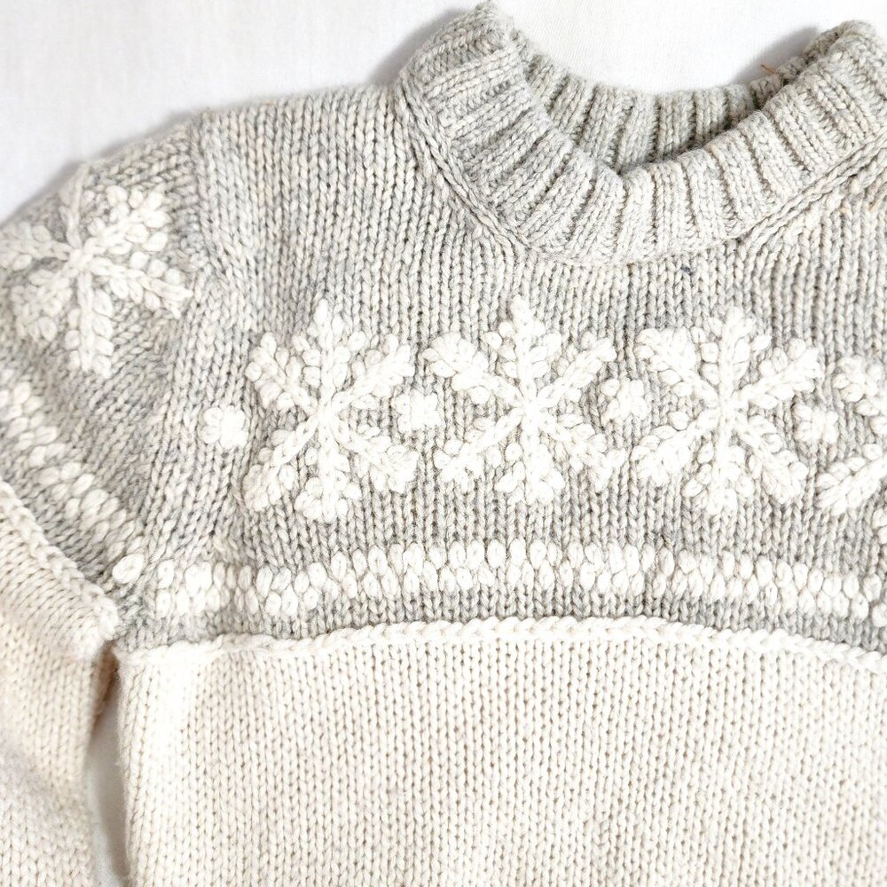 Abercrombie&Fitch Womens WinterWhite&Gray Lambswool Blend Snowflake Sweater - Picture 2 of 10